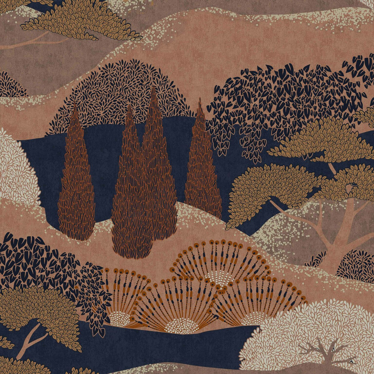 Jardín Japonés wallpaper by Coordonné in Canela, flat pattern view