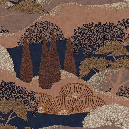 Jardín Japonés wallpaper by Coordonné in Canela, flat pattern view