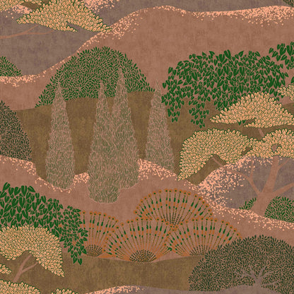Jardín Japonés wallpaper by Coordonné in Coral, flat pattern view