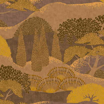 Jardín Japonés wallpaper by Coordonné in Curry, flat pattern view
