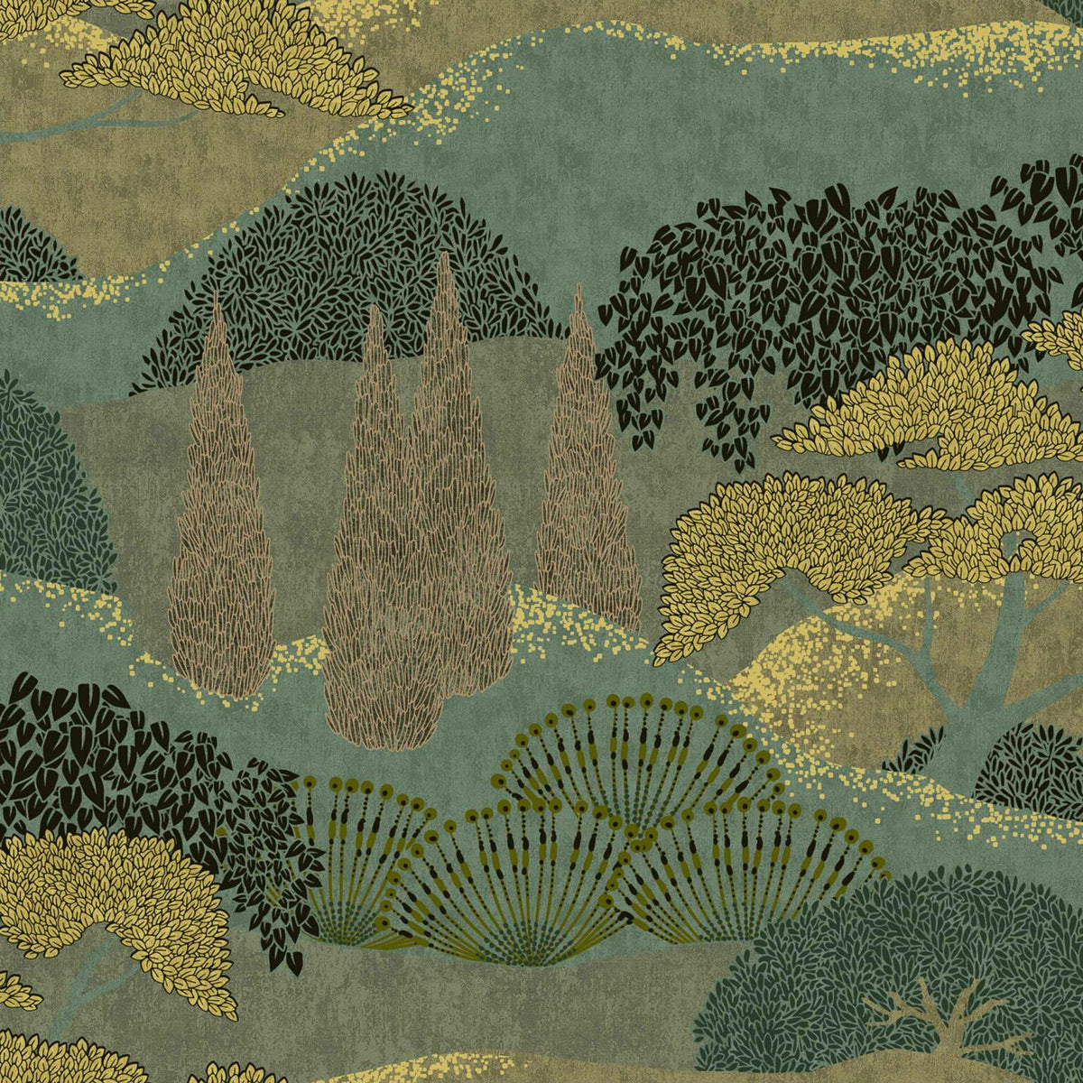 Jardín Japonés wallpaper by Coordonné in Menta, flat pattern view