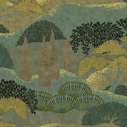 Jardín Japonés wallpaper by Coordonné in Menta, flat pattern view