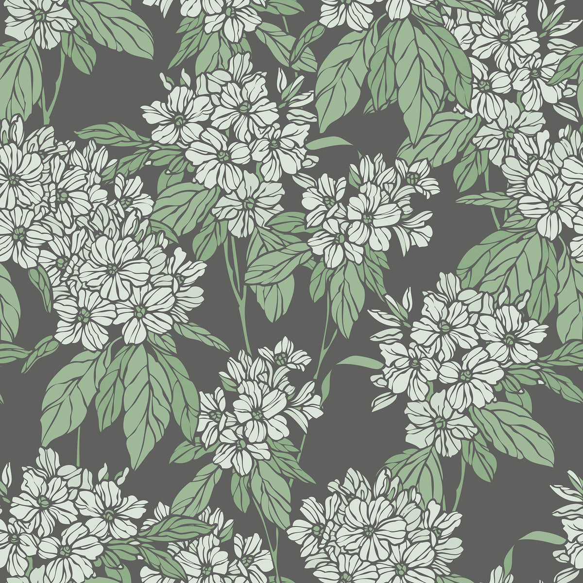 Jasmine Veil Green mural by Rebel Walls