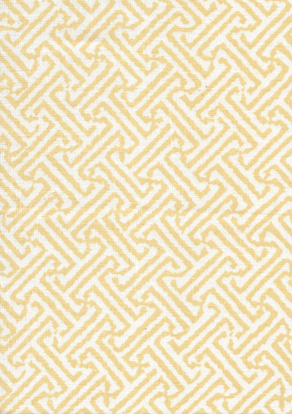 Java Java Yellow on White Linen fabric by China Seas