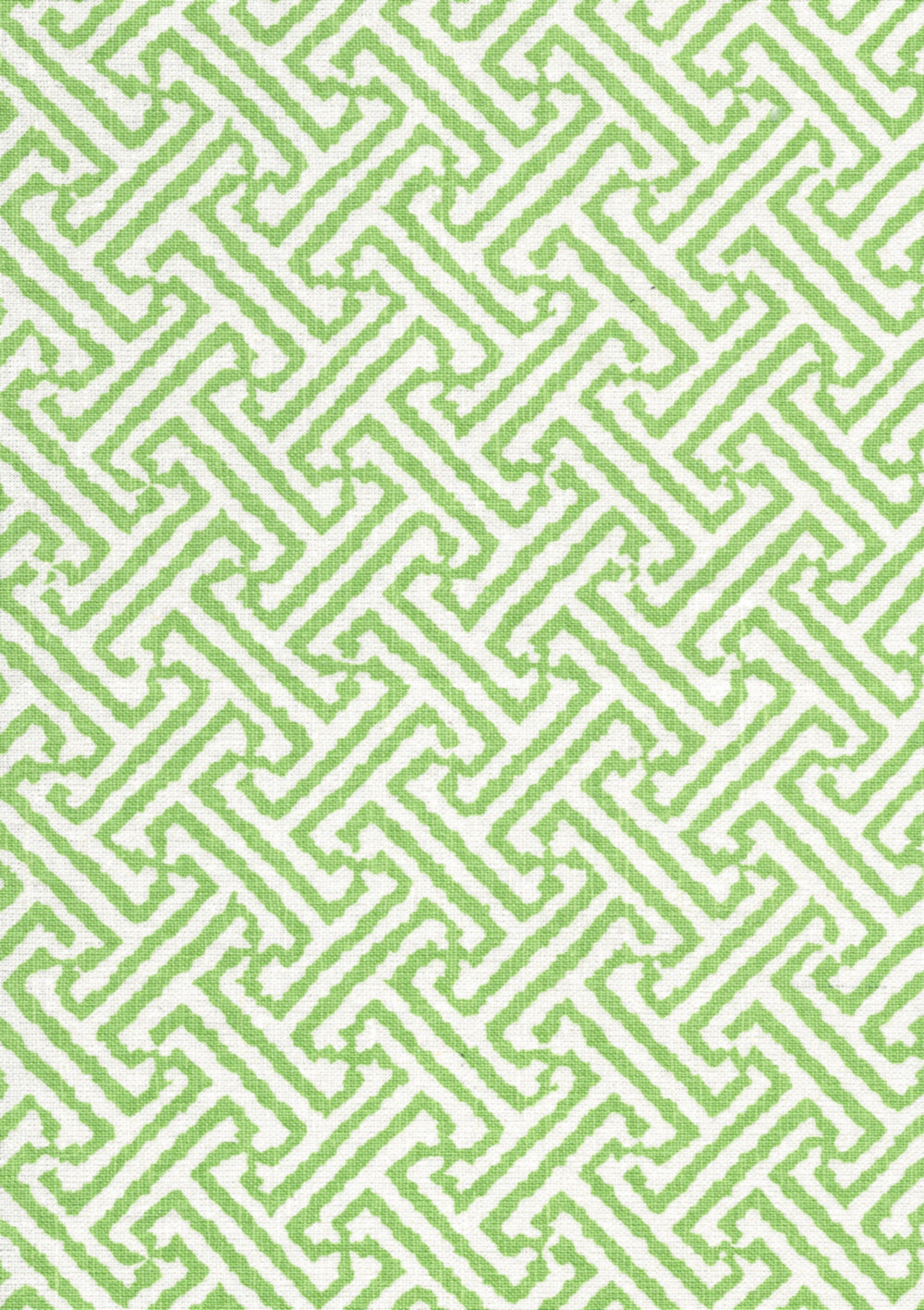 Java Java Jungle Green on White Linen fabric by China Seas