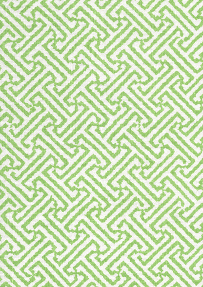 Java Java Jungle Green on White Linen fabric by China Seas