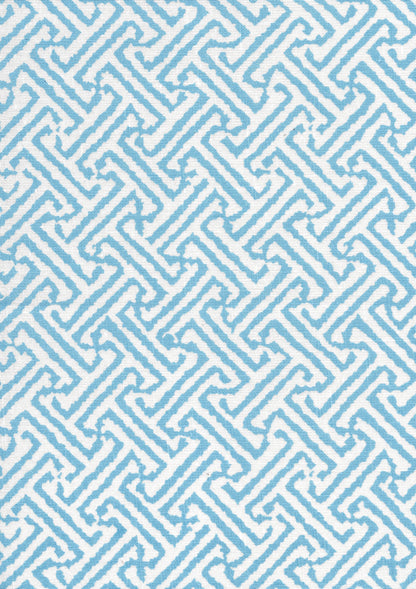 Java Java New Blue on White Linen fabric by China Seas