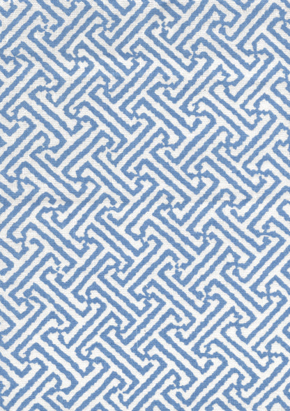Java Java French Blue on White Linen fabric by China Seas