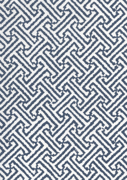Java Java Navy on White Linen fabric by China Seas