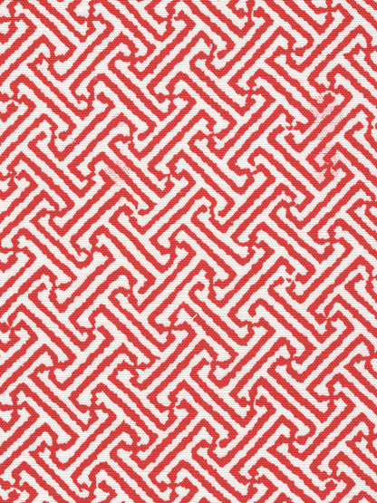 Java Java Red on White Linen Cotton fabric by China Seas