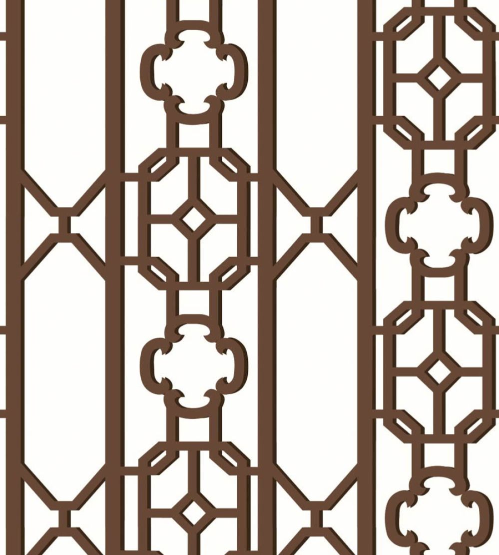 Joanna Fret Wallpaper by Scalamandre Affogato