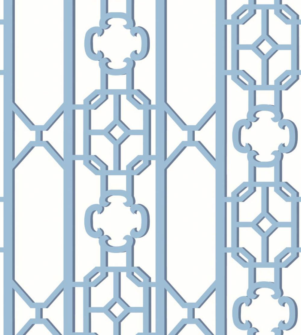 Joanna Fret Wallpaper by Scalamandre Blue Jay
