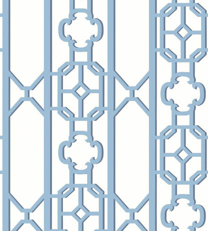Joanna Fret Wallpaper by Scalamandre Blue Jay
