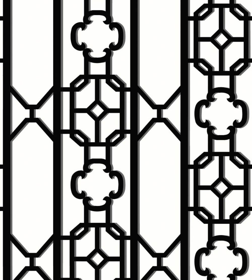 Joanna Fret Wallpaper by Scalamandre Onyx