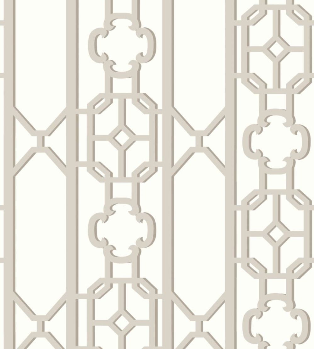 Joanna Fret Wallpaper by Scalamandre Taupe