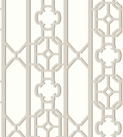 Joanna Fret Wallpaper by Scalamandre Taupe