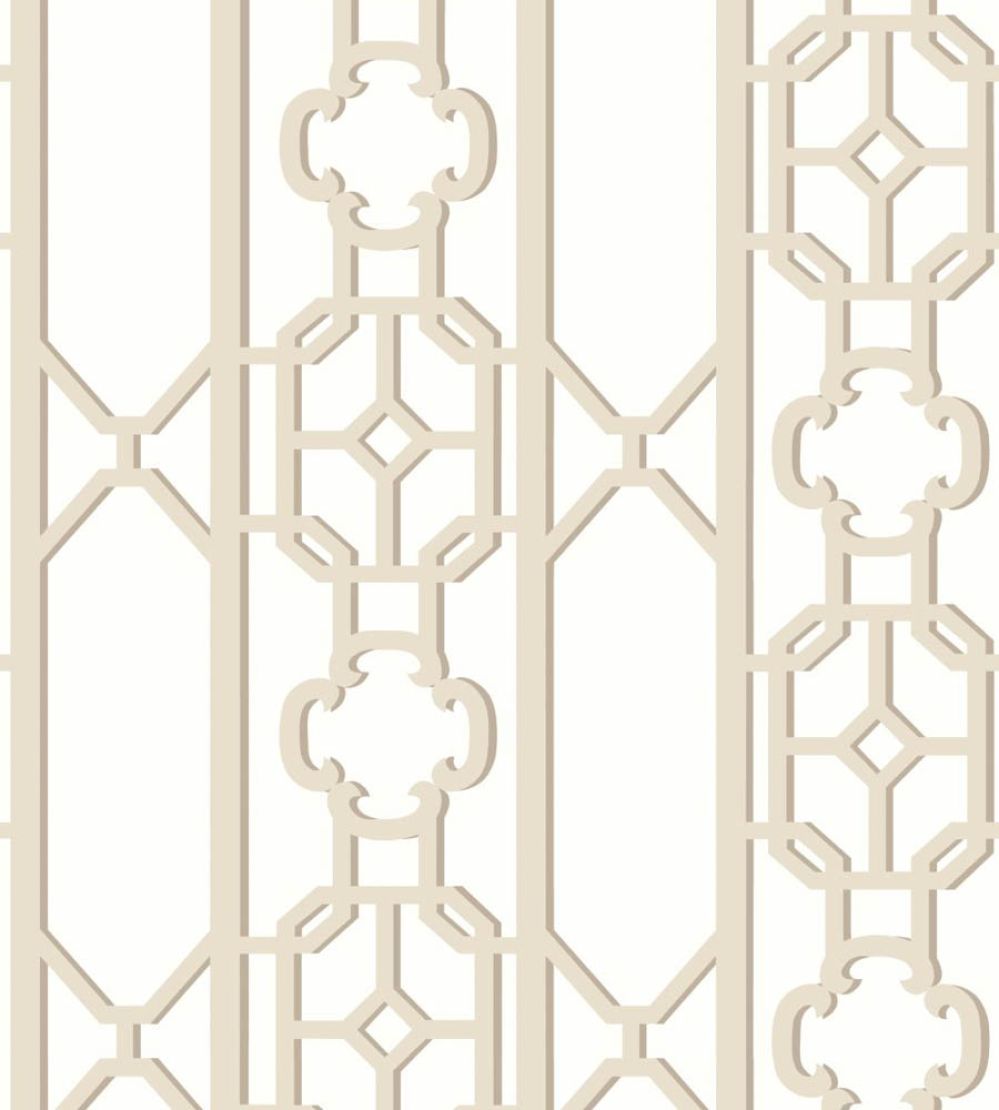 Joanna Fret Wallpaper by Scalamandre Toffee