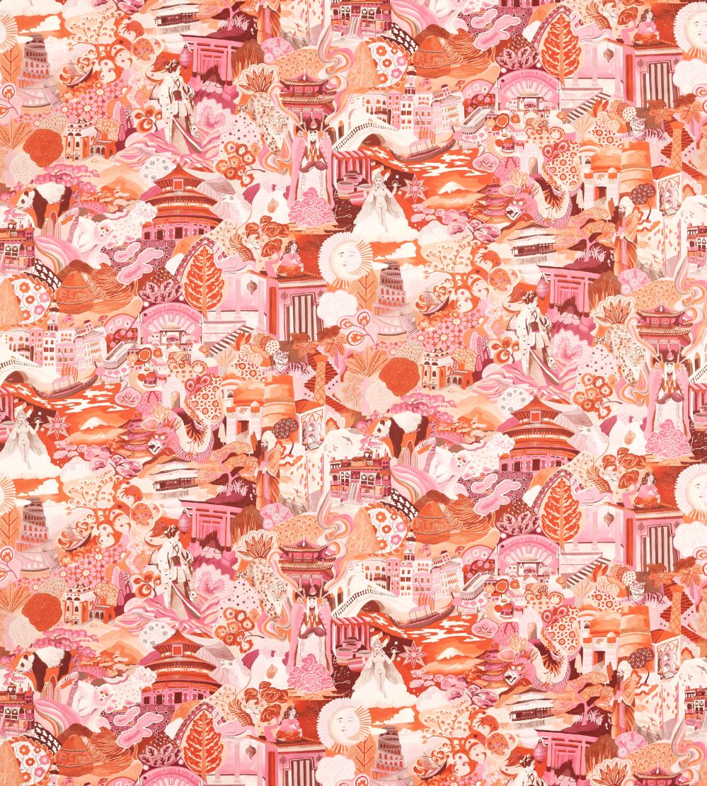 Journey of Discovery Fabric by Harlequin Paprika / Fuschia / Fig Blossom
