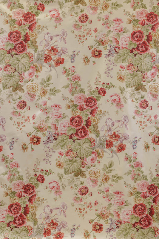 Jubilee Bouquet Fabric by Jean Monro in Red/Green Linen