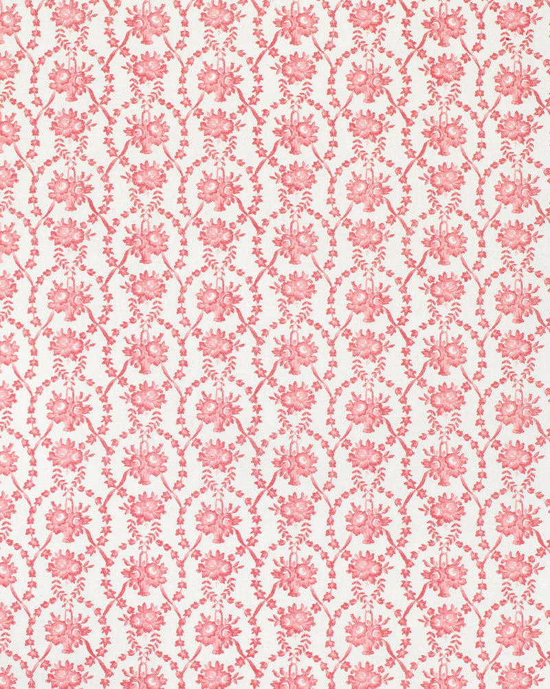 Julia Raspberry on White wallpaper by Cabbages & Roses