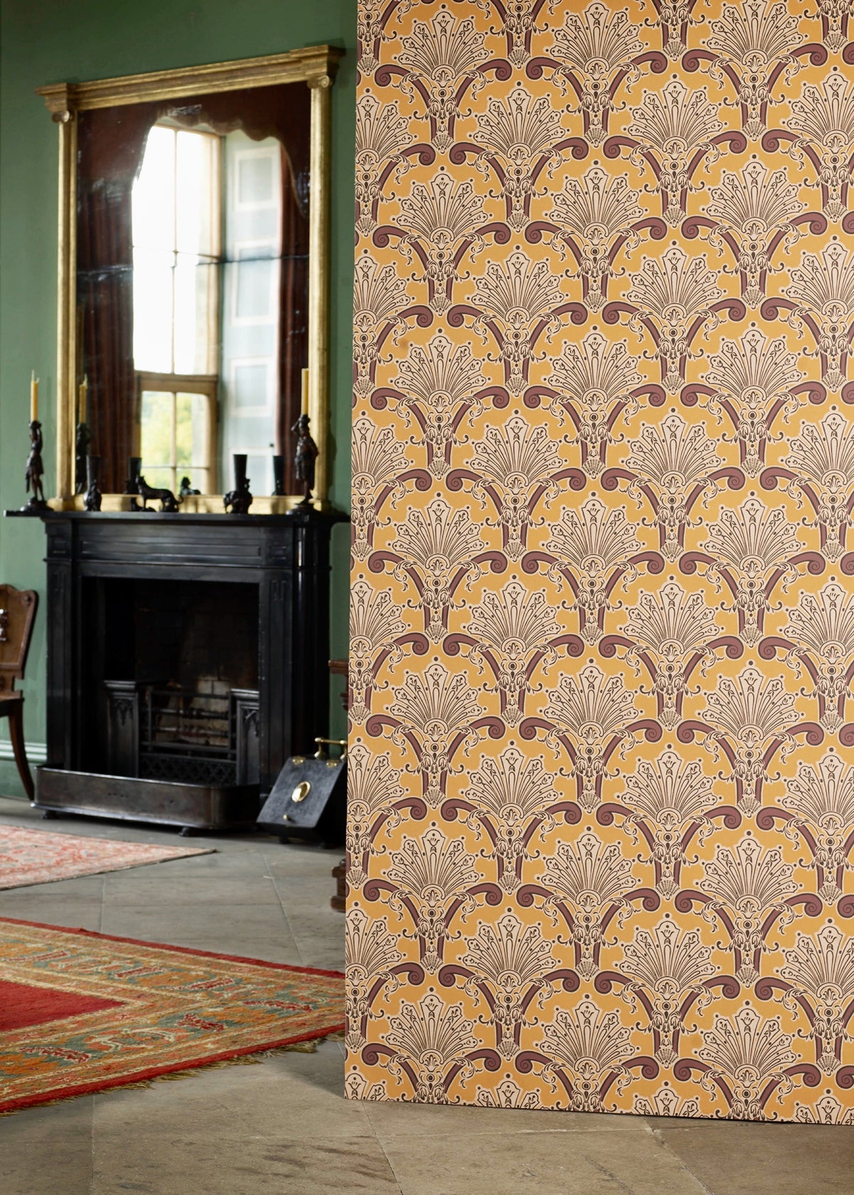 Julius Wallpaper by Watts 1874 in Ochre