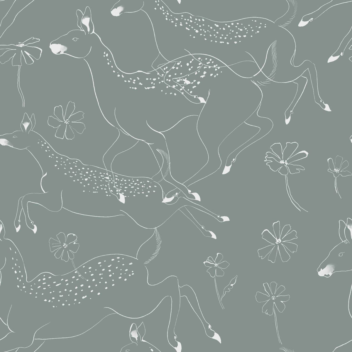 Jumping Bambis wallpaper by Coordonné in Cloud, flat pattern view