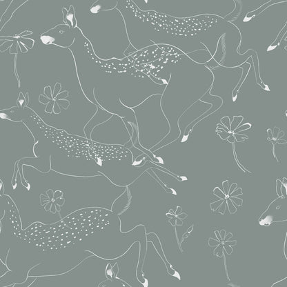 Jumping Bambis wallpaper by Coordonné in Cloud, flat pattern view