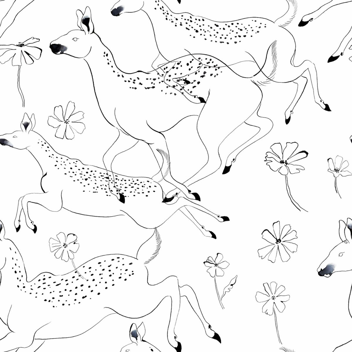 Jumping Bambis wallpaper by Coordonné in Linen, flat pattern view