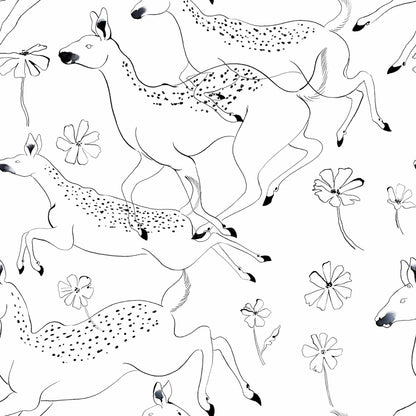 Jumping Bambis wallpaper by Coordonné in Linen, flat pattern view