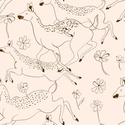 Jumping Bambis wallpaper by Coordonné in Peach, flat pattern view