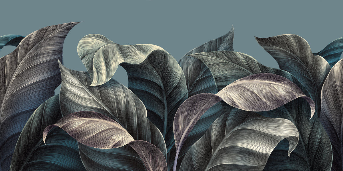 Jungle Escape Blue mural by Rebel Walls