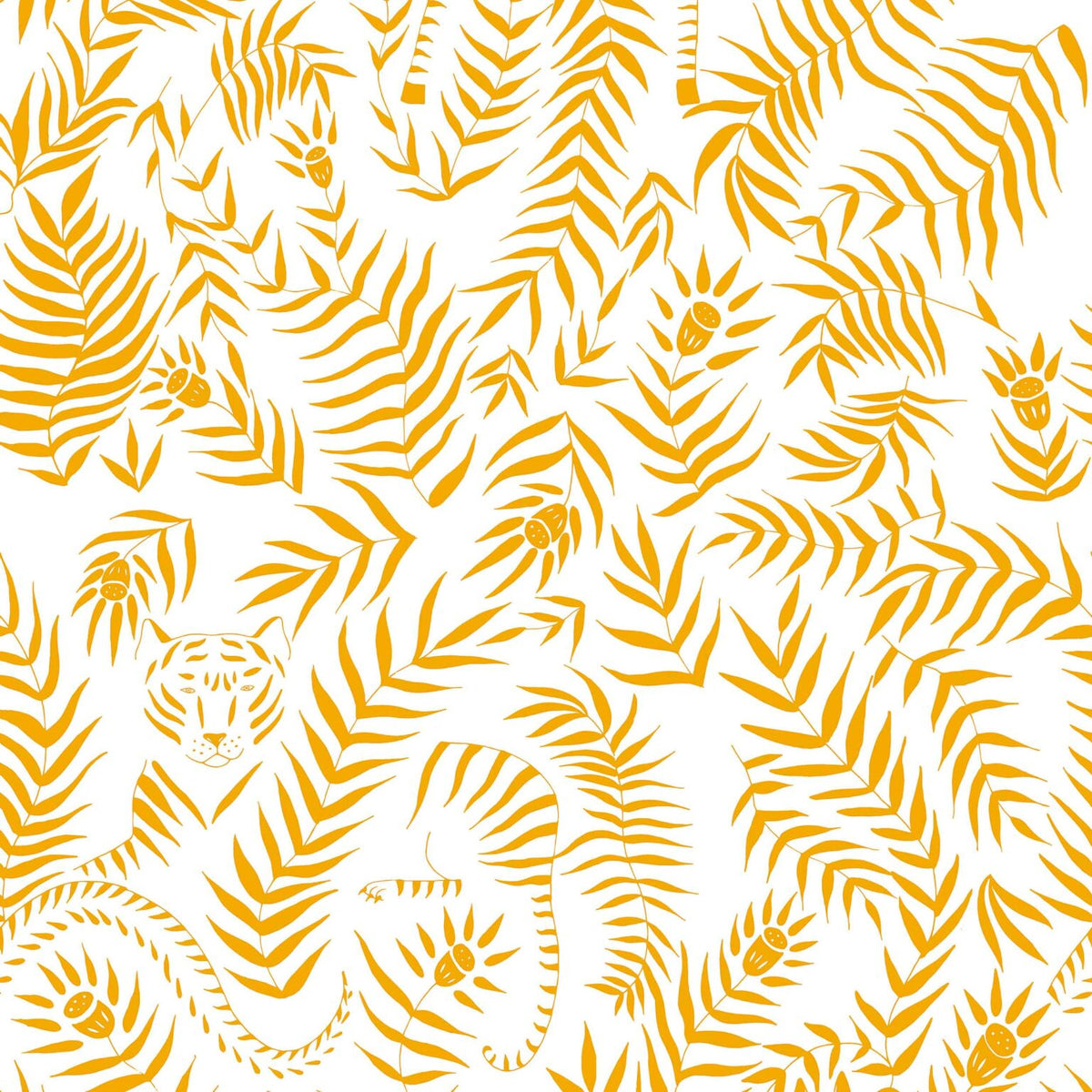 Jungle wallpaper by Coordonné in Blanco, flat pattern view