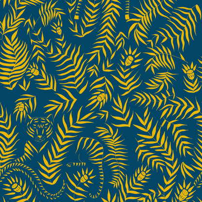 Jungle wallpaper by Coordonné in Marino, flat pattern view