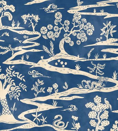 Kaiwa Wallpaper by Ohpopsi Cobalt