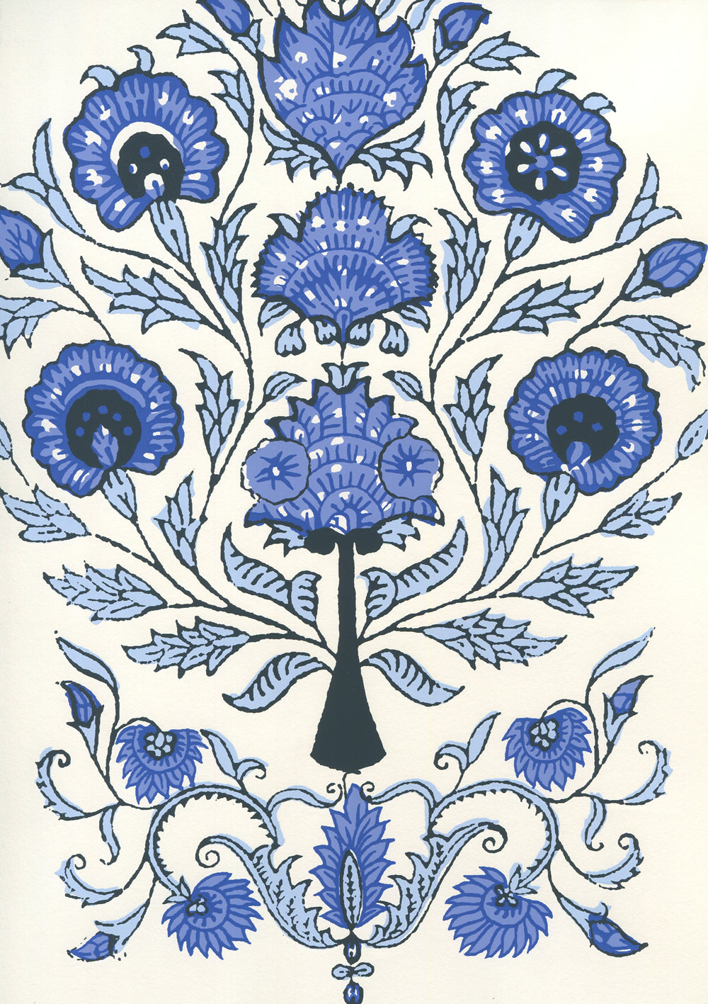Kalamkari All Over Slate Royal Sky Denim on Almost White wallpaper by Home Couture