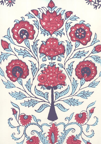 Kalamkari All Over Red Burgundy Purple on Almost White wallpaper by Home Couture