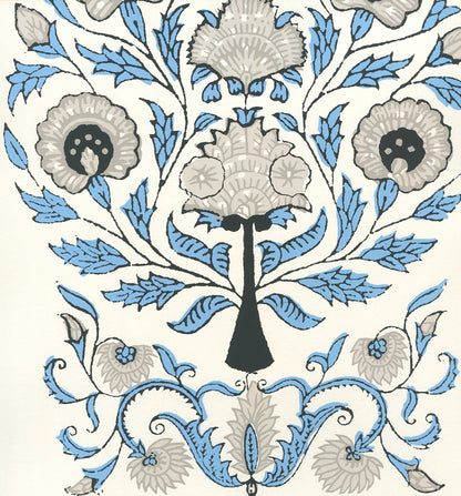 Kalamkari All Over Celeste Gray Charcoal on Ivory wallpaper by Home Couture