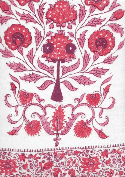 Kalamkari Multi Reds on Ivory border fabric by Home Couture