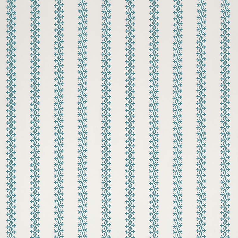 Kalamkari Stripe Medium Blue on Ivory Taj Linen fabric by Home Couture
