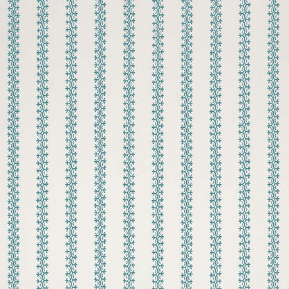 Kalamkari Stripe Medium Blue on Ivory Taj Linen fabric by Home Couture