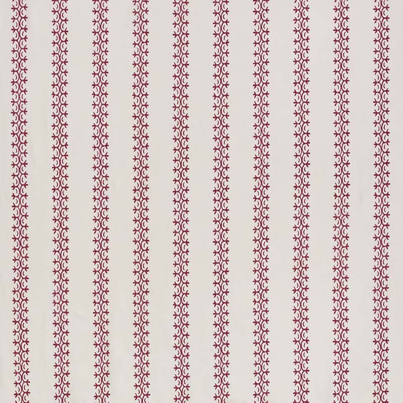 Kalamkari Stripe Dark Raspberry on Ivory Taj Linen fabric by Home Couture