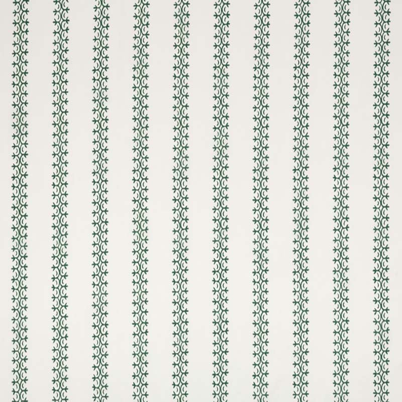 Kalamkari Stripe Dark Green on Ivory Taj Linen fabric by Home Couture