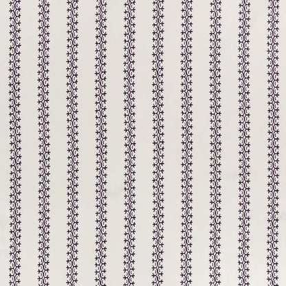 Kalamkari Stripe Eggplant on Ivory Taj Linen fabric by Home Couture