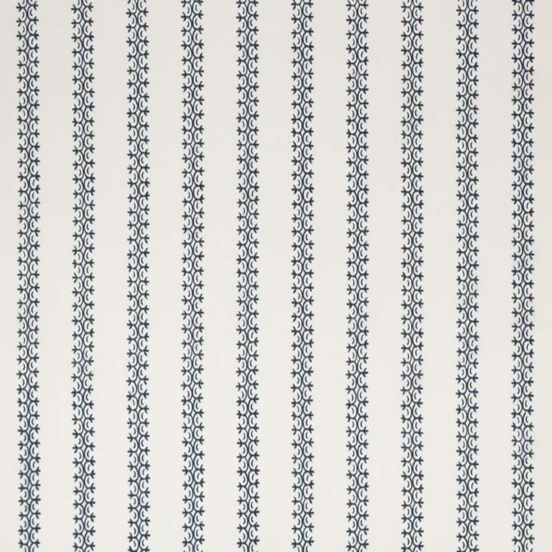 Kalamkari Stripe Dark Navy on Ivory Taj Linen fabric by Home Couture