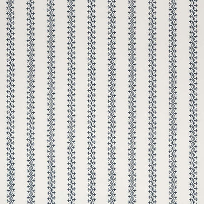 Kalamkari Stripe Dark Navy on Ivory Taj Linen fabric by Home Couture