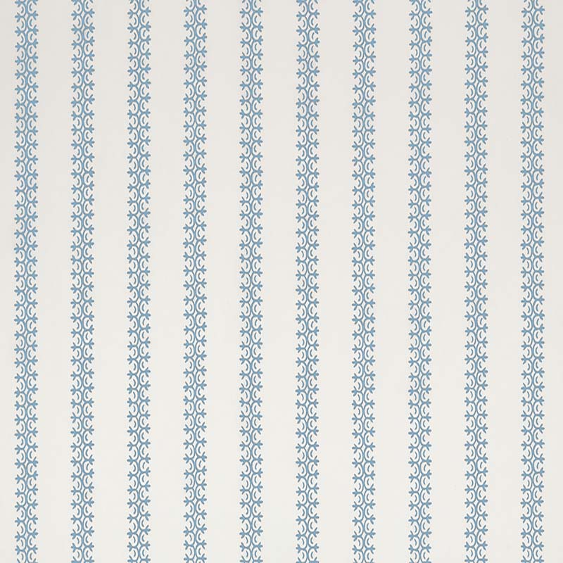 Kalamkari Stripe Sky Blue on Ivory Taj Linen fabric by Home Couture