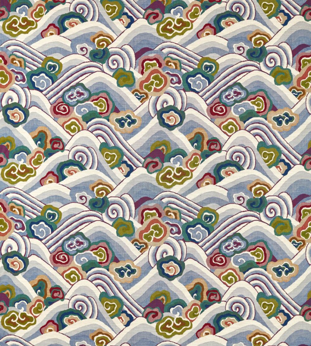 Kanagawa Fabric by Harlequin Indigo/Maroon