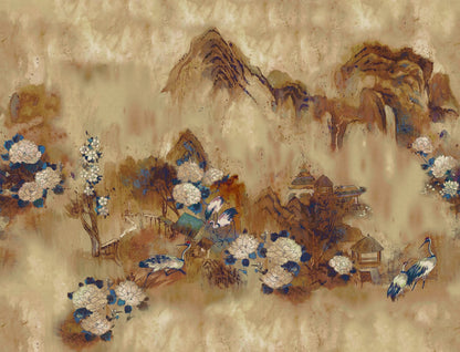 Kasgar mural by Coordonné in Blue Spirulina, flat pattern view