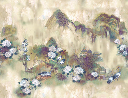 Kasgar mural by Coordonné in Grape, flat pattern view