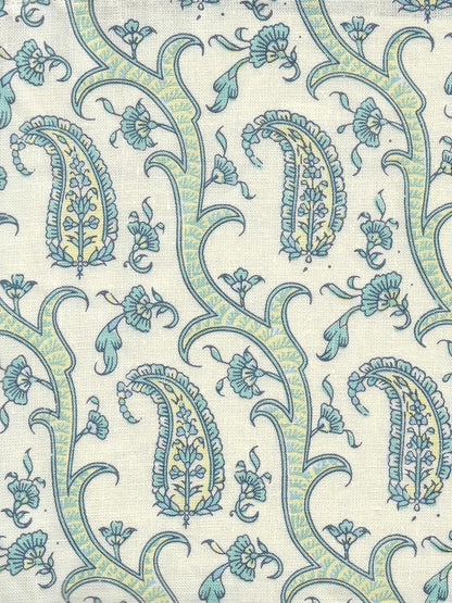 Kashmir Diagonal Celeste on Cream fabric by Home Couture